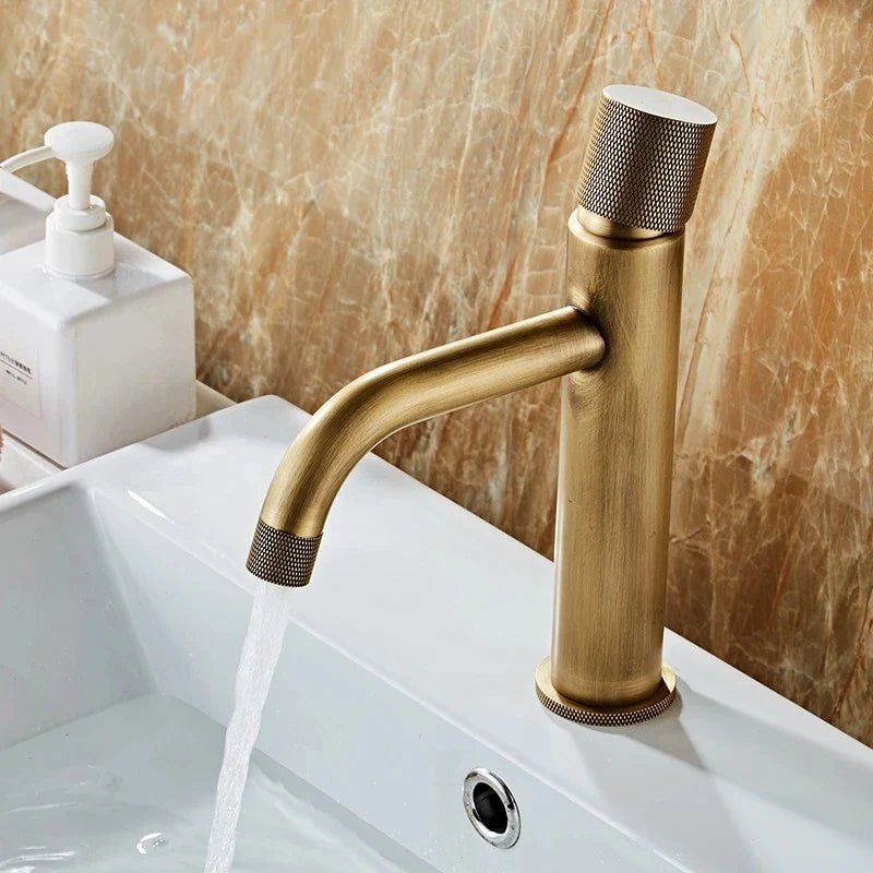Afralia™ Antique Bronze Basin Faucet Hot & Cold Deck Mounted Brass Mixer Tap