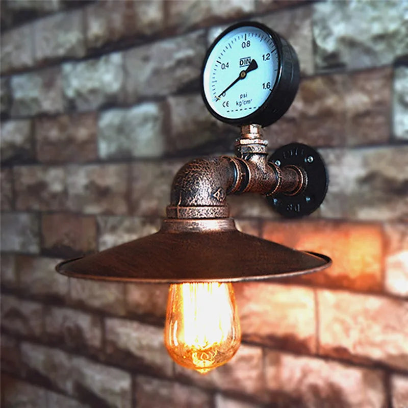 Afralia™ Vintage Iron Rust Plated Pipe Wall Sconce for Home Restaurant Bar