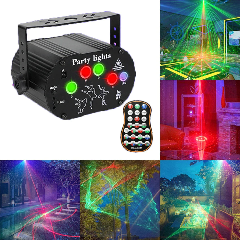 Afralia™ Aurora Laser Light Projector: 60 Patterns Mini DJ Disco Stage Lighting