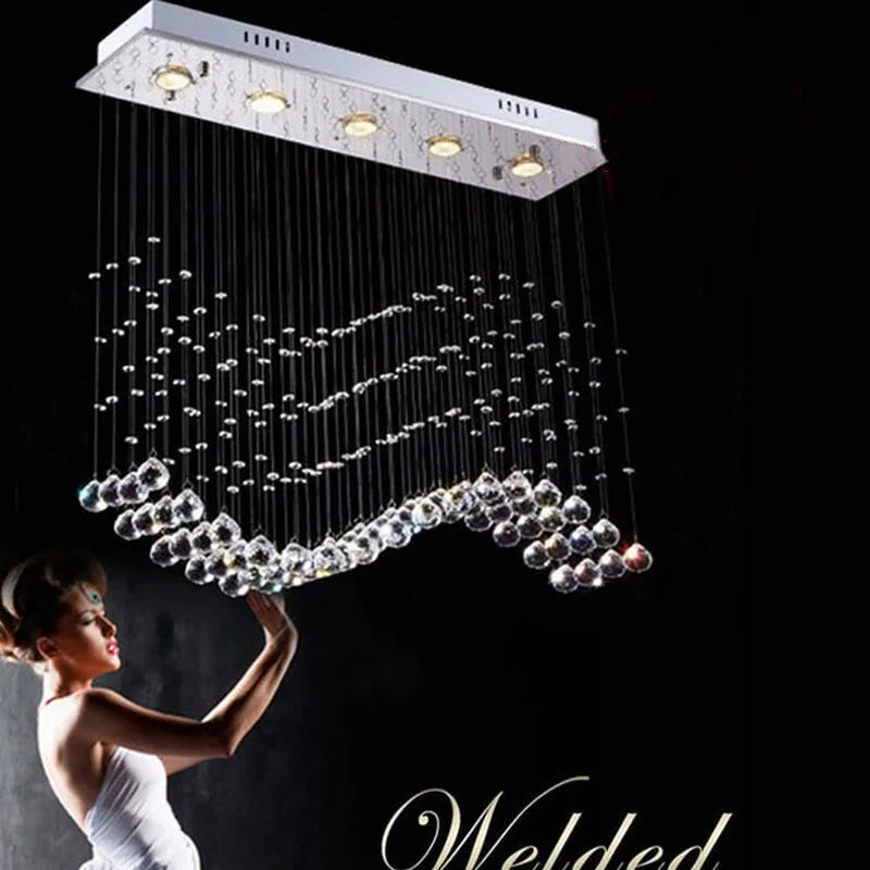 Afralia™ LED Crystal Chandelier: Modern Rectangular Home & Restaurant Lighting Fixtures