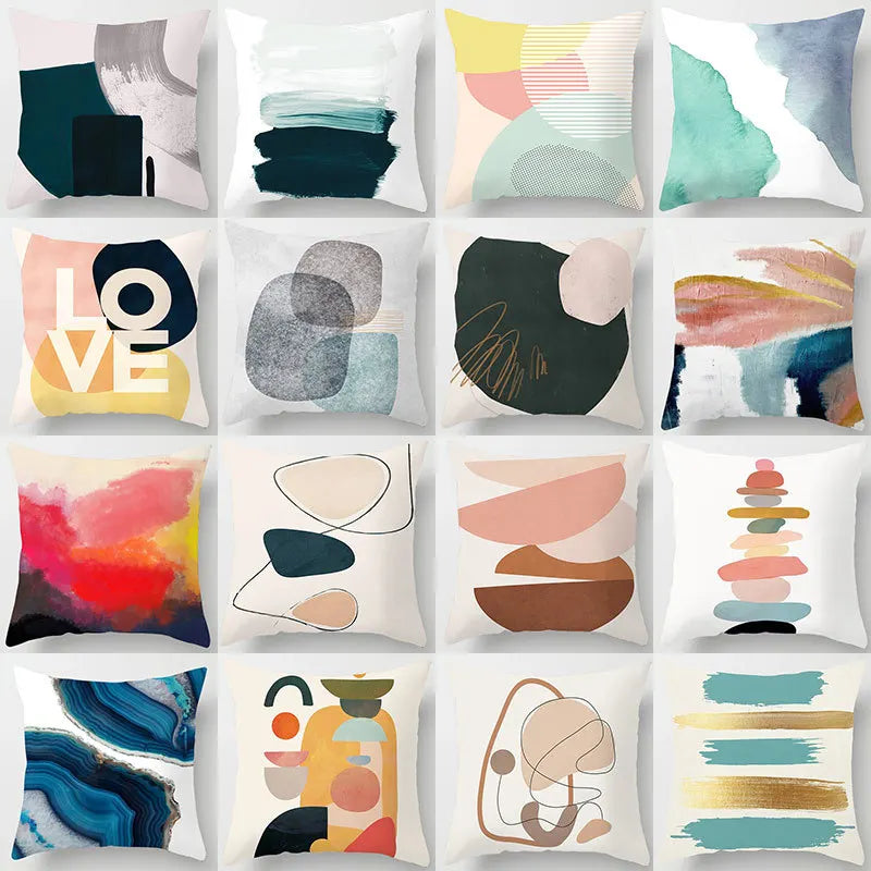 Afralia™ Geometric Stitch Print Pillow Cover - Modern Minimalist Office Cushion