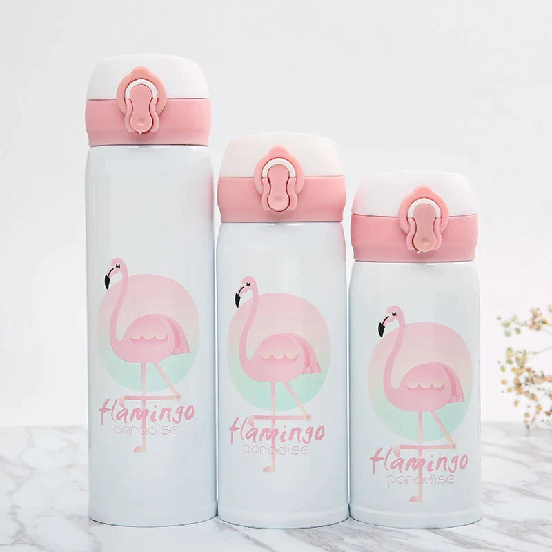 Afralia™ Flamingo Pattern Insulated Water Bottle - Stainless Steel Vacuum Flask