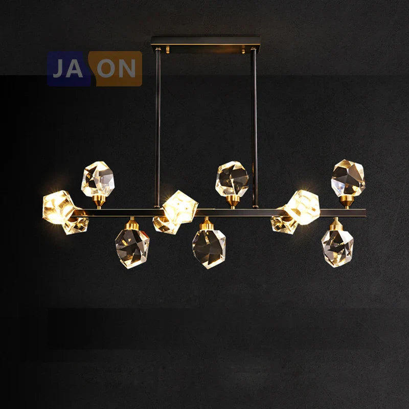 Afralia™ Black Crystal Copper Chandelier LED Hanging Lamps for Dinning Room