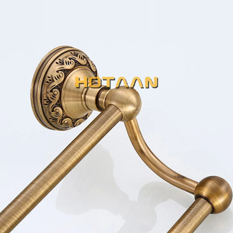 Afralia™ Antique Brass Towel Holder Single Bar Rack. Solid Aluminium Rail, 30/40/45/50/60cm.