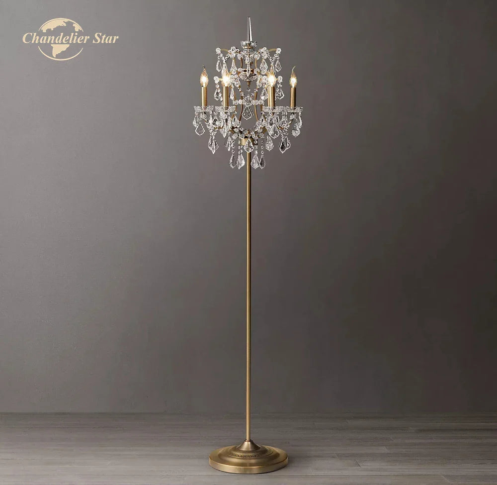 Afralia™ Rococo Crystal Floor Lamps Iron Standing Lights for Bedroom & Living Room