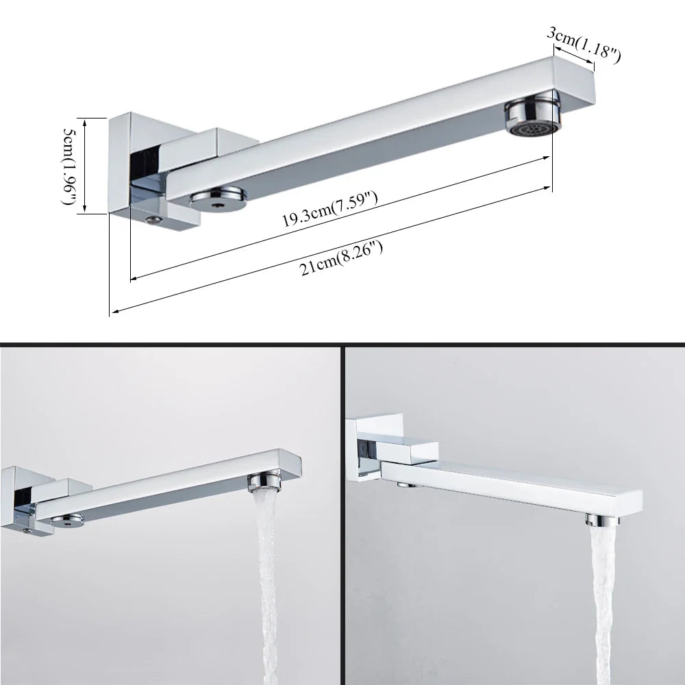 Afralia™ Brass Chrome/Black Bronze Swivel Shower Faucet Spout Wall Mount Bathroom Accessory