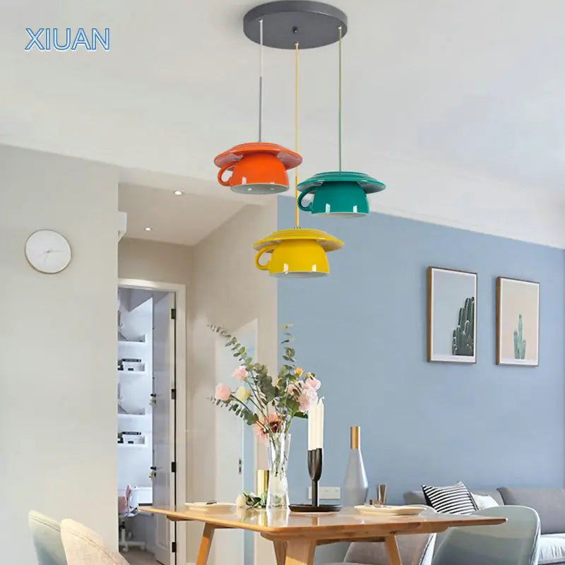 Afralia™ Ceramic Teapot Pendant Light: Modern Colorful Hanging Lamp for Home Decor.