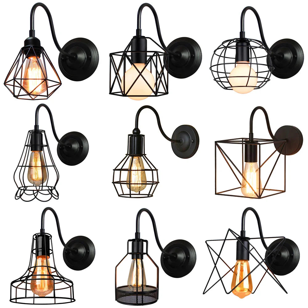 Afralia™ Industrial Iron Wall Sconce E27 Retro Loft Vintage LED Light Fixture