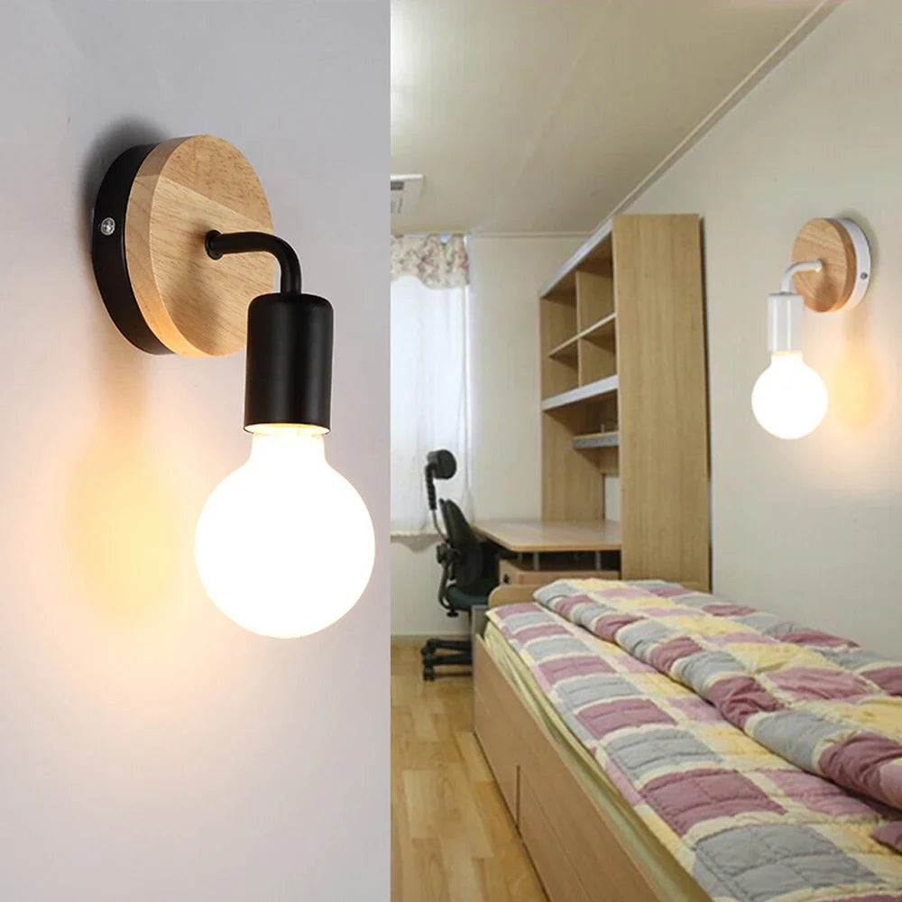 Afralia™ Modern Nordic Wooden Sconce Wall Lamp Indoor Home Light Fixture
