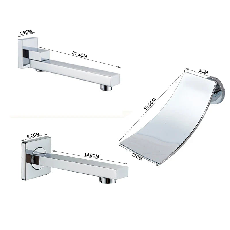 Afralia™ Chrome Waterfall Bathroom Faucet Rotate Bathtub Spout Wall Mount Brass Tap