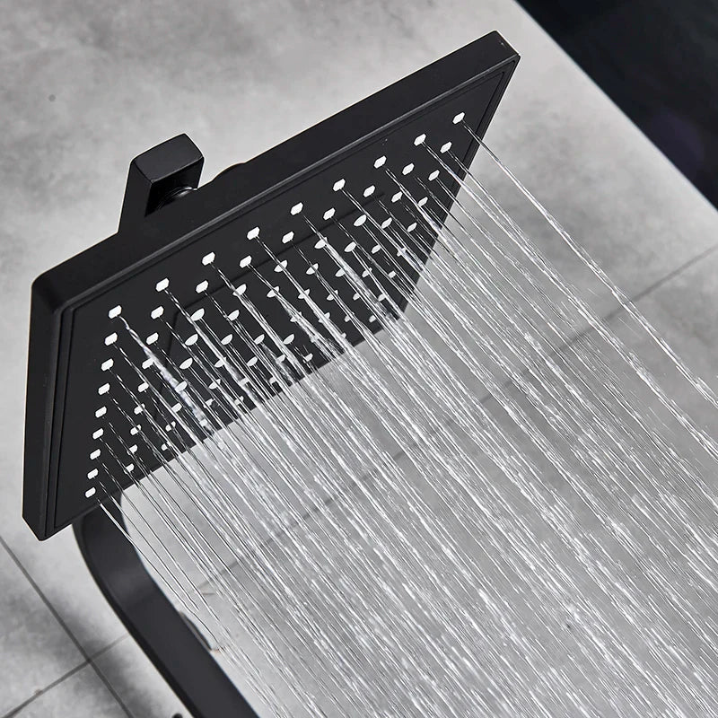 Afralia™ Matte Black Rainfall Shower Faucet Set Single Lever Bathtub Mixer