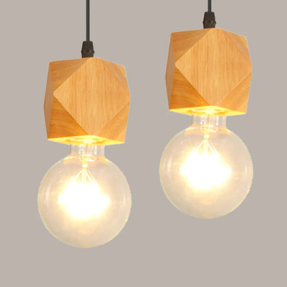 Afralia™ Wooden Pendant Lampshade Hanging Ceiling Light Fixture E27