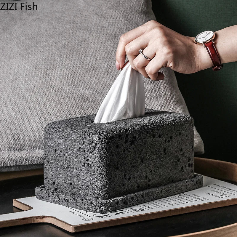 Afralia™ Cement Tissue Box Rack | Modern Kitchen & Restaurant Decor