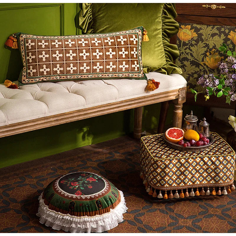 Afralia™ Vintage Mediaeval Lumbar Pillow Cover for Bedroom Couch Sofa Decor 30x70