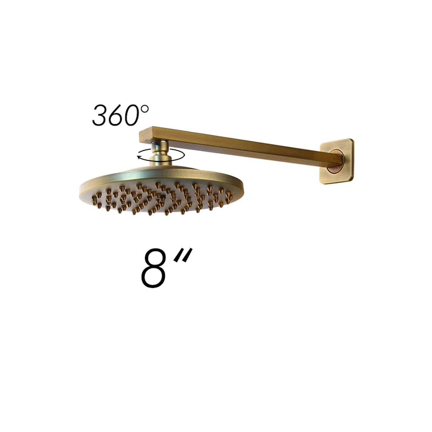 Afralia™ 8" Antique Brass Round Wall Mounted Bathroom Shower Faucet Set with Rainfall Head & Hand Shower