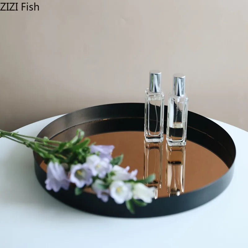 Afralia™ Mirror Glass Tray: Decorative Metal Storage Plate for Dressing Table Jewelry & Cosmetics
