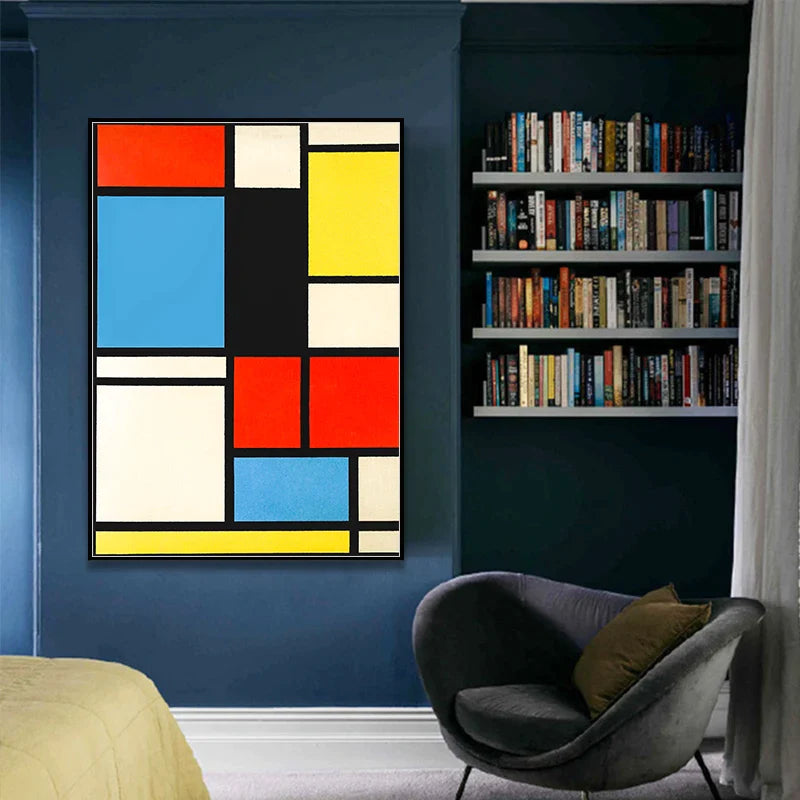 Afralia™ Mondrian Style Geometry Canvas Print Home Decor