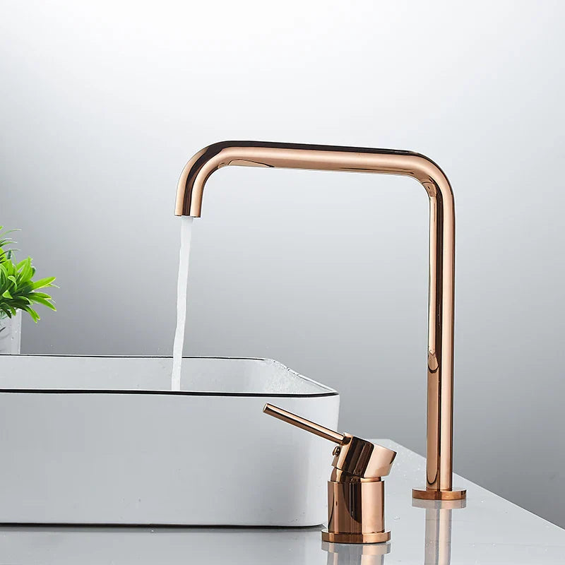 Afralia™ Rose Gold Bathroom Faucet with Super Long Pipe and 360° Rotation