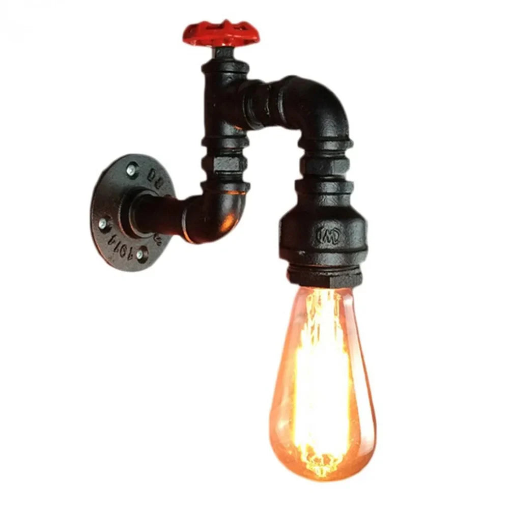 Afralia™ Vintage Water Pipe Wall Sconces Lamp Industrial Retro Iron Metal E27