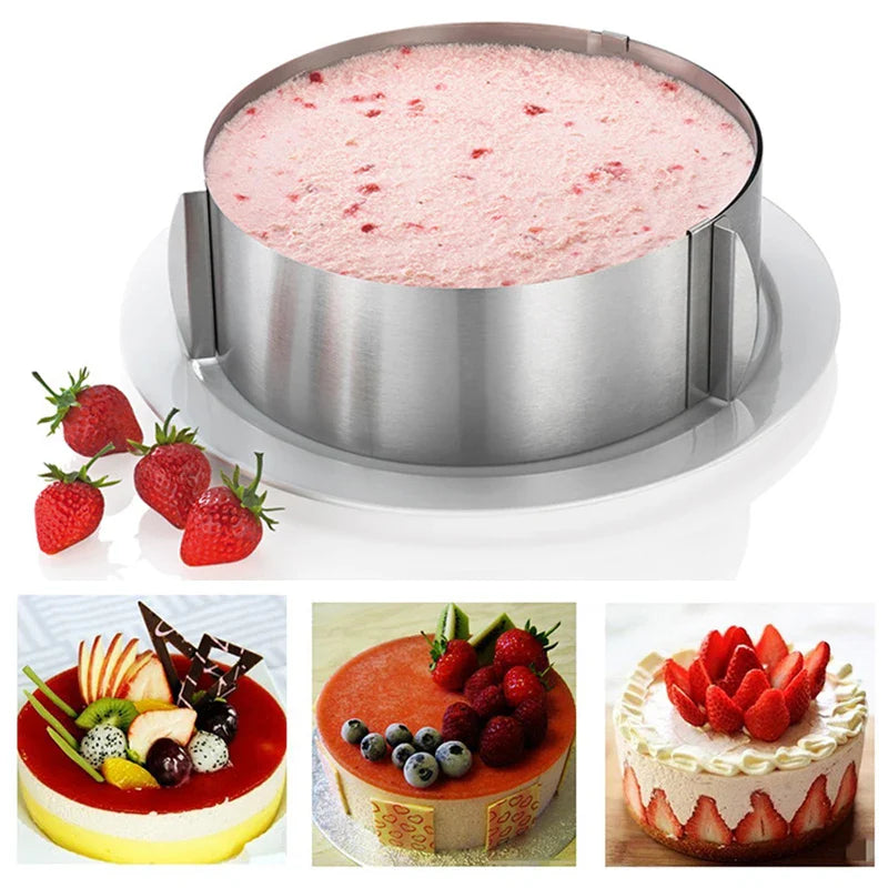 Afralia™ Adjustable Stainless Steel Cake Slicer & Mousse Ring Round Cutter