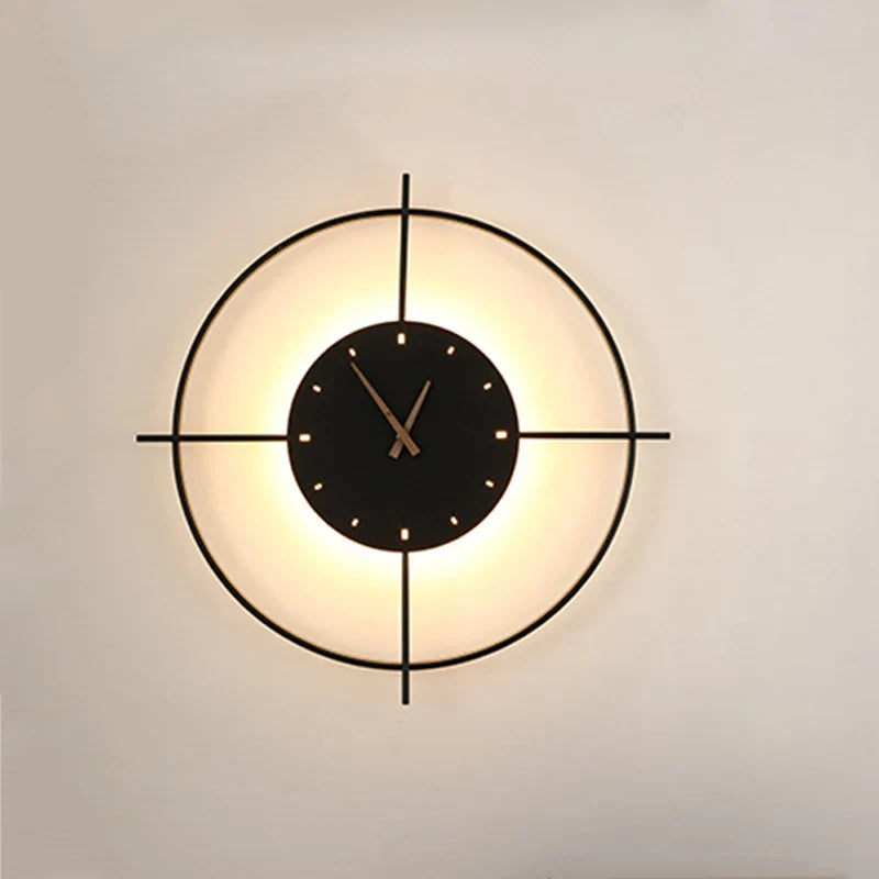 Afralia™ Golden Clock LED Wall Lamp 11W for Home Living Room Bedroom Decor