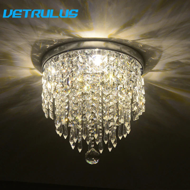 Afralia™ Diamond Crystal LED Ceiling Chandelier Pendant Light for Elegant Living Spaces
