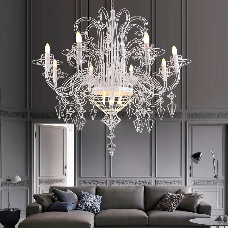 Afralia™ Baroque Iron Designer LED Chandelier Lighting - Hanging Lamps for Foyer