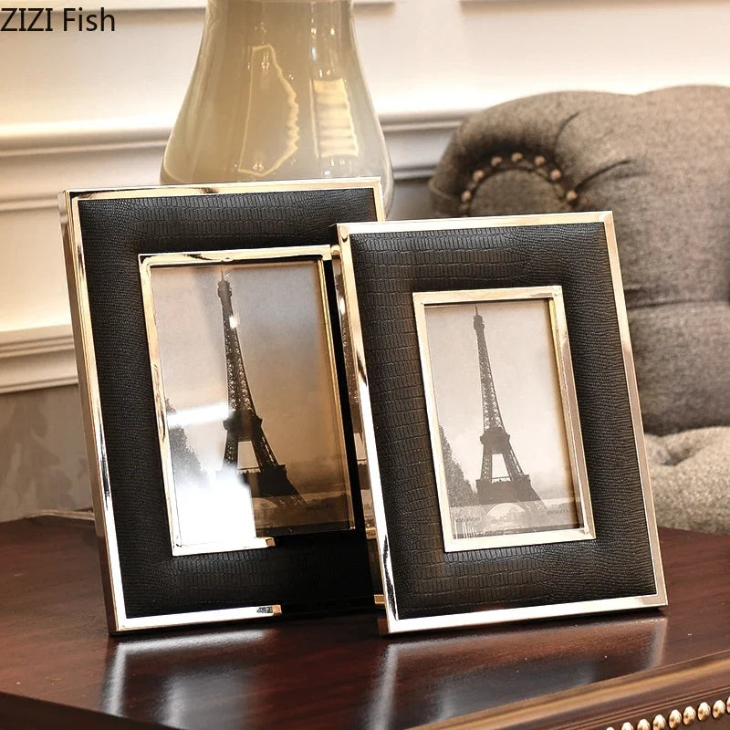 Afralia™ Crocodile Leather Modern Photo Frame for Living Room Decor & Gifts