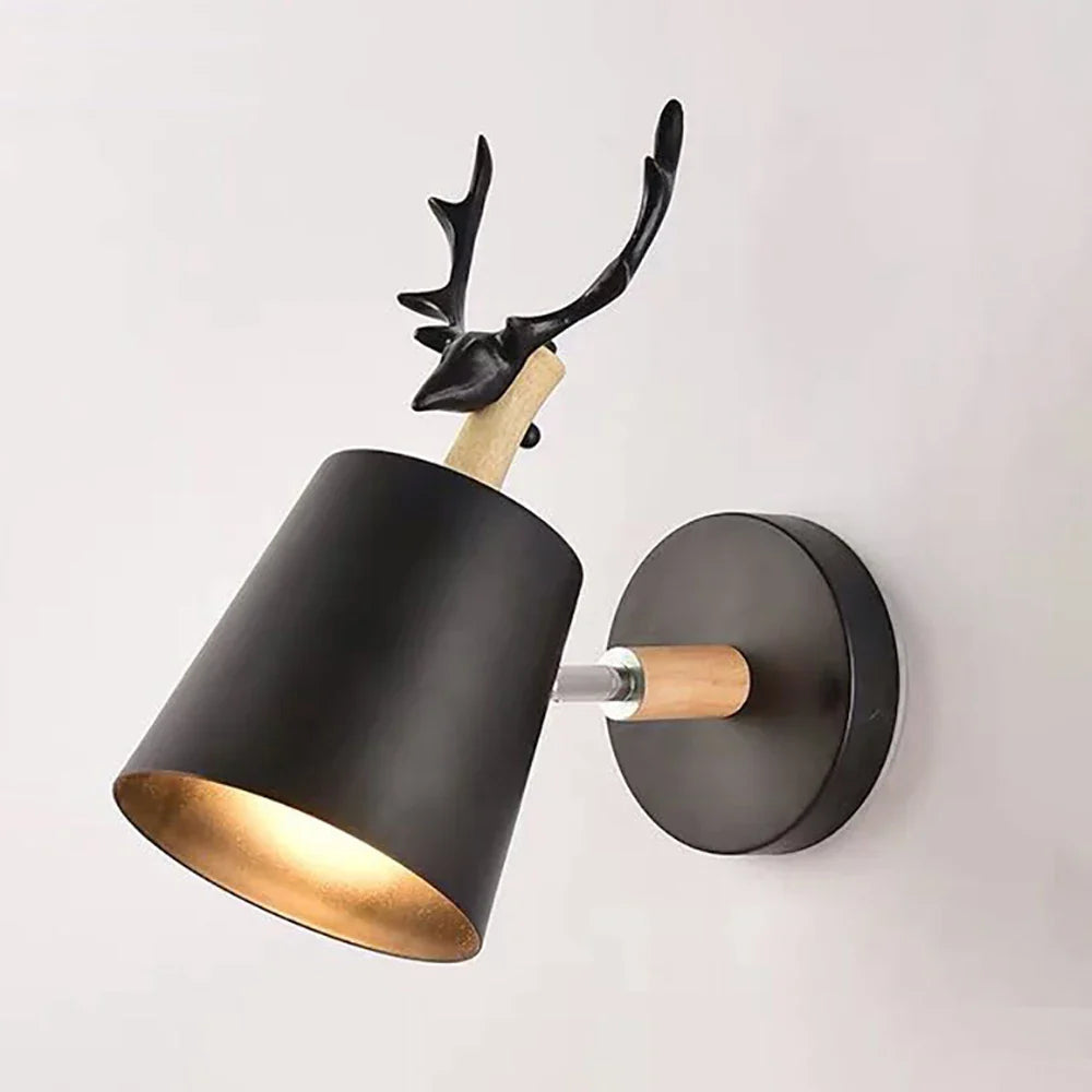 Afralia™ LED Antlers Wall Lamp Colorful Wooden Nordic Vintage Modern Loft Light