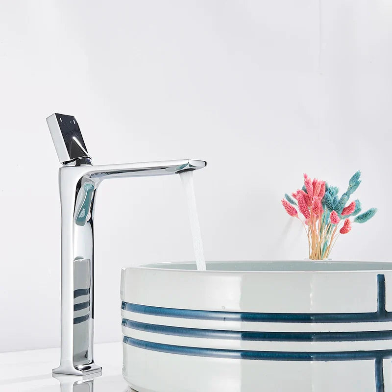 Afralia™ Chrome Bathroom Basin Faucets | Tall & Short Sink Mixer Taps | Hot Cold Water
