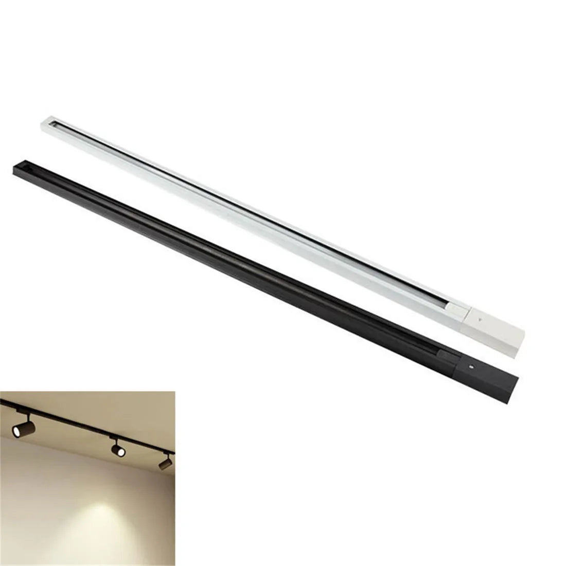 Afralia™ 100cm Black White Track for Track Lights Aluminum Rail Part