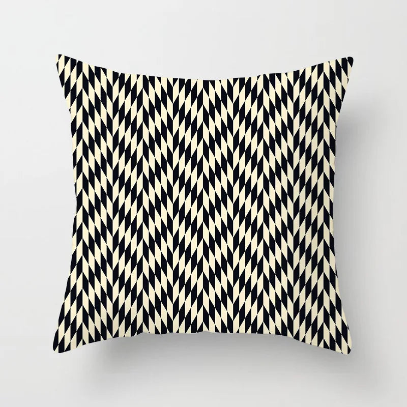 Geometric Monochrome Pillowcase by Afralia™ - Soft Sofa Cushion Cover, Wholesale Pillow Cover