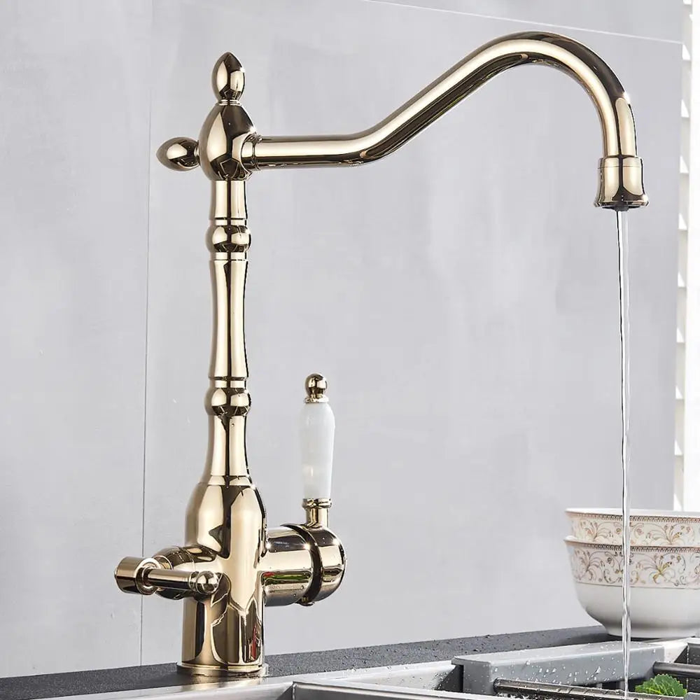 Afralia™ Gold Kitchen Filter Faucet with 360 Rotation and Dual Water Function Modes
