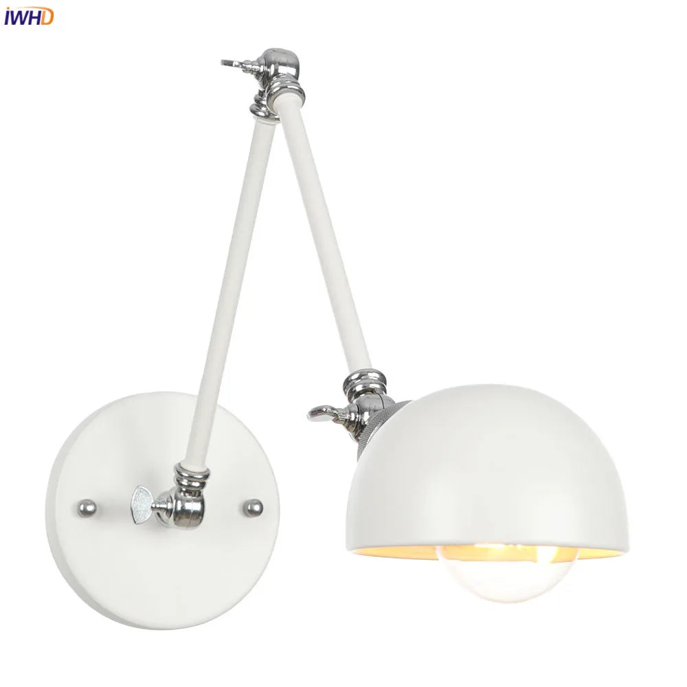 Afralia™ White Swing Arm Wall Light: Adjustable Vintage Industrial Sconce Luminaria
