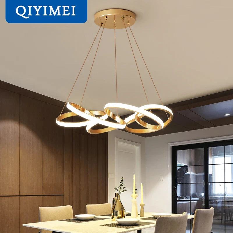 Afralia™ Gold Plated LED Pendant Lights for Dining Kitchen Bedroom Study Room Lighting
