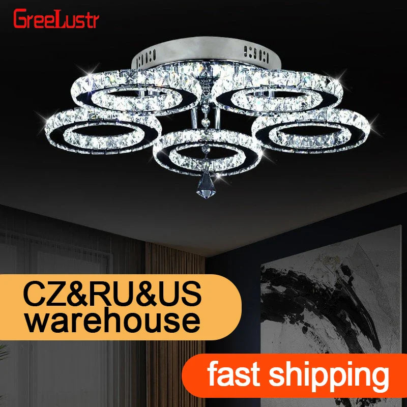Afralia™ Modern K9 Crystal LED Chandeliers - Kitchen Home Decor Ceiling Lamps Fixtures