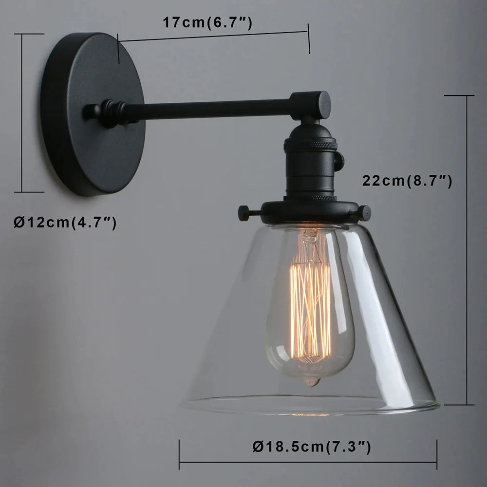 Afralia™ Cone Canopy Wall Sconce - Single Light Industrial Wall Lamp