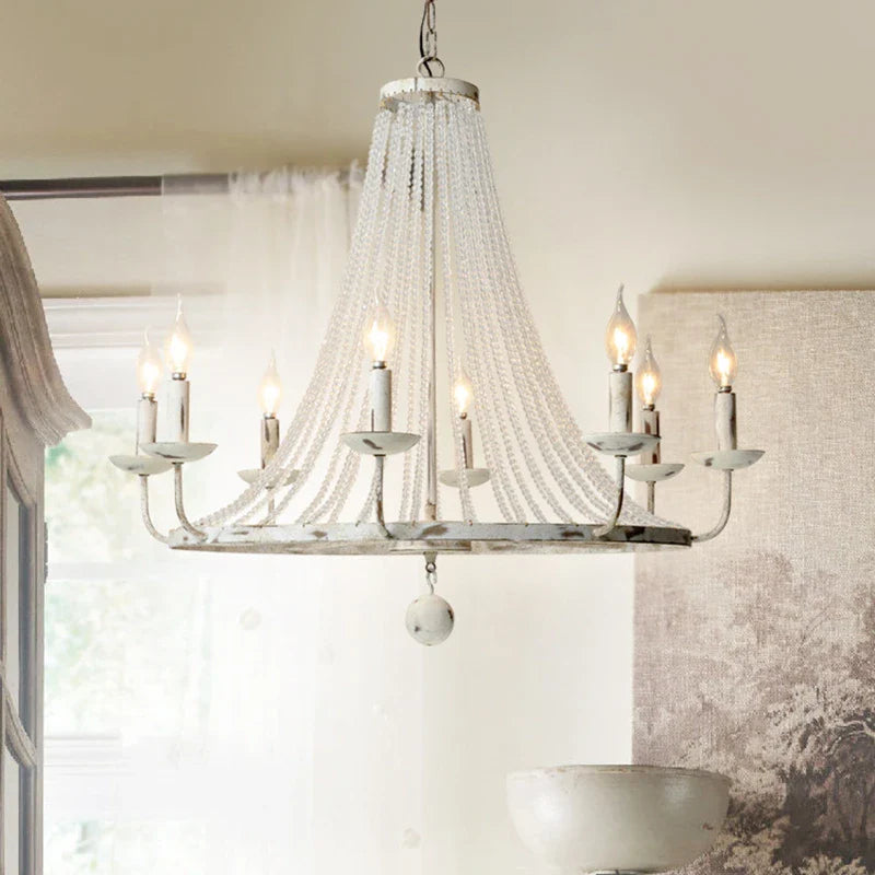 Afralia™ Vintage Ceiling Chandelier E14 Antique White Pendant Lamp for Bedroom, Living Room, Shops