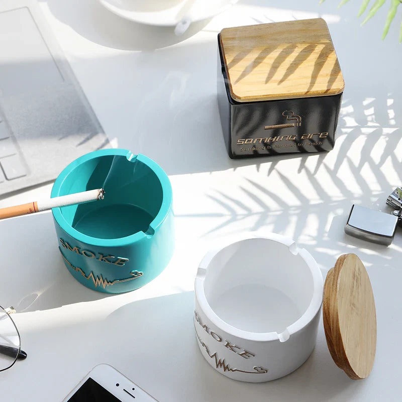 Afralia™ Windproof Ashtray With Lid - Modern Tabletop Gift & Outdoor Home Decor