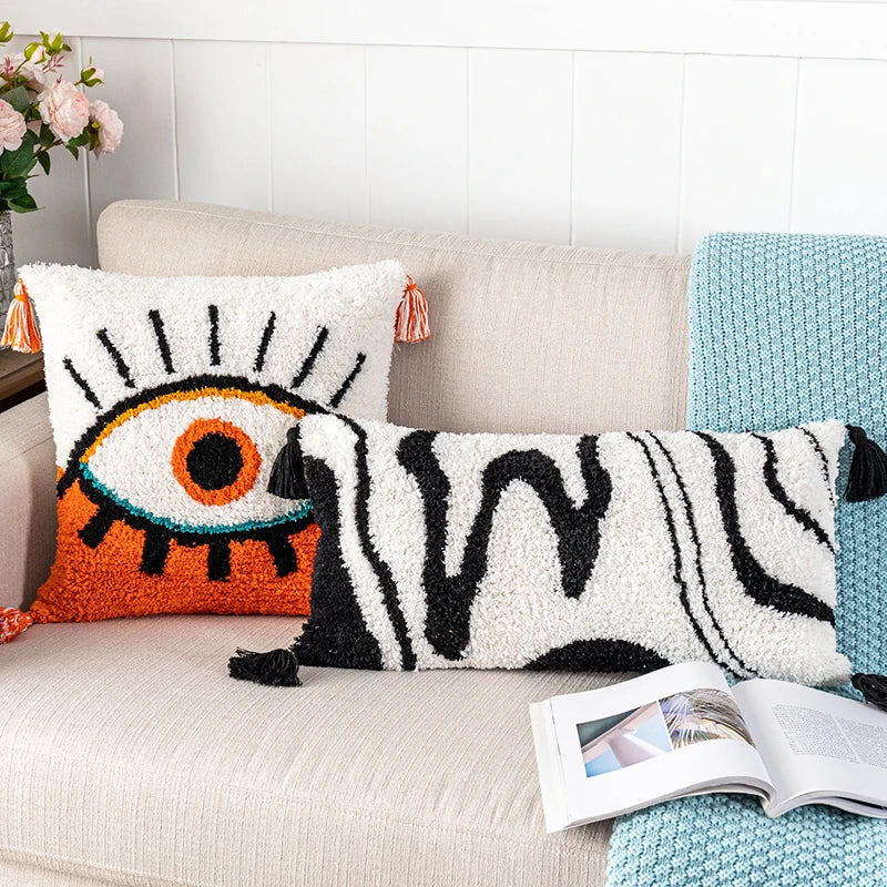 Afralia™ Black Abstract Eye Pillow Cover for Home Decoration, 30x50cm/45x45cm