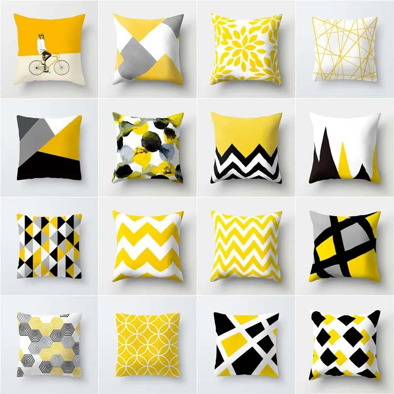 Geometric Yellow Strip Pillowcase by Afralia™ - Soft Cushion Cover for Home Décor