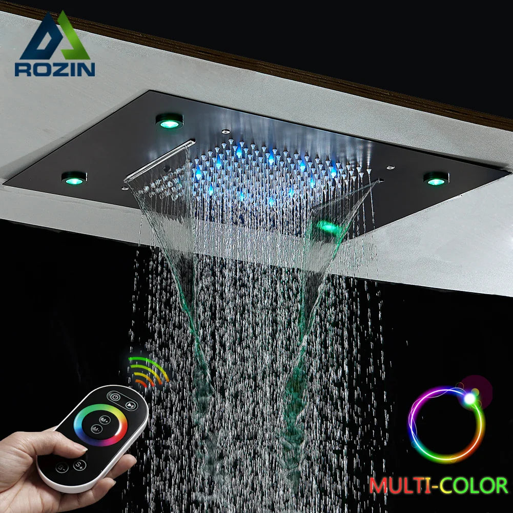 Afralia™ LED Rainfall Shower Head Ceiling Mount Large Size for Bathroom Shower