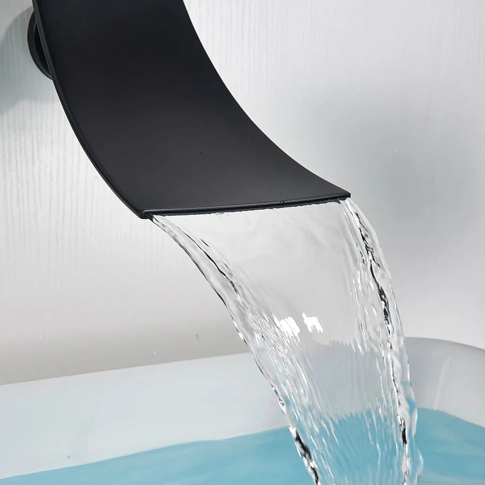 Afralia™ Waterfall Basin Faucet Wall Mount Bathroom Sink Tap Hot Cold Mixer