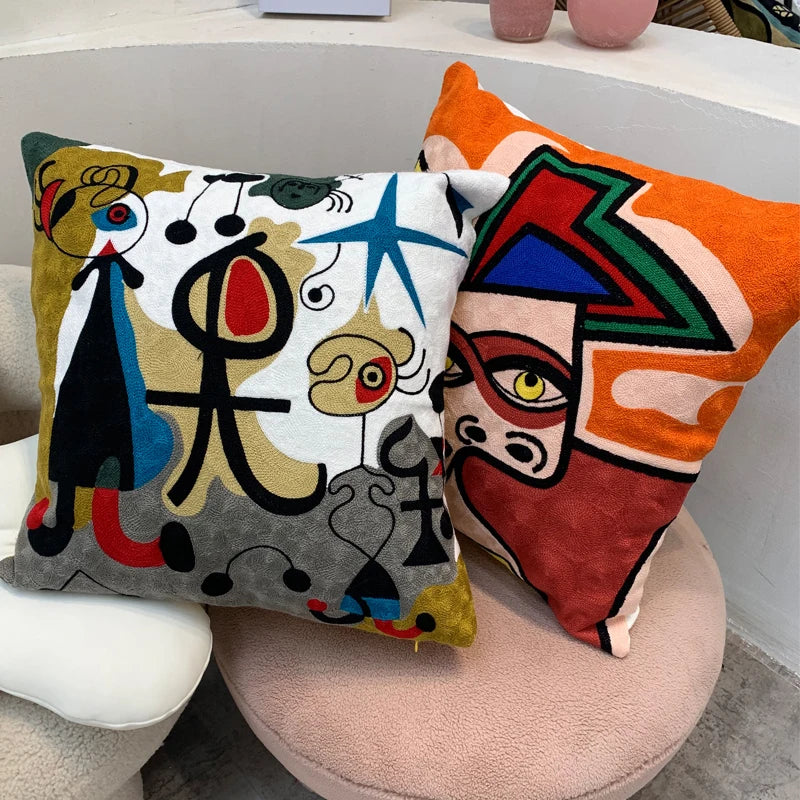 Picasso Embroidered Cushion Cover Abstract Decor for Home Sofa Car Afralia™