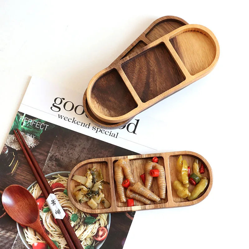 Afralia™ Vintage Wooden Sauce Dipping Dish Tableware Kitchen Accessories