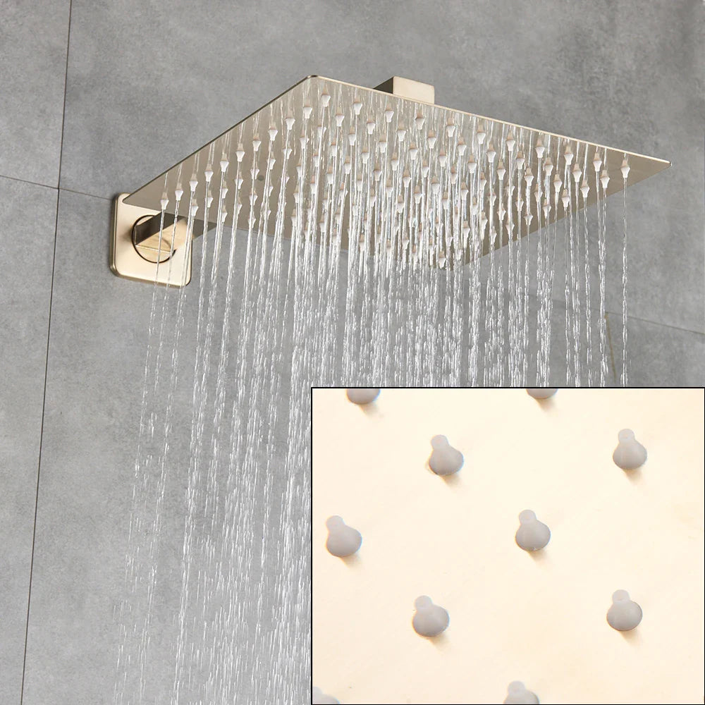 Afralia™ Golden 8" Rainfall Shower Faucet Set with Handshower - Wall Mounted Luxury Mixer Tap