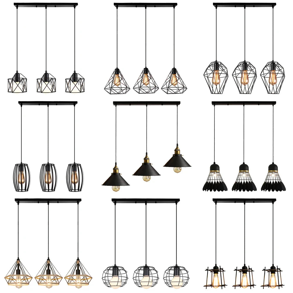Afralia™ Modern Black Cage LED Pendant Light for Home & Commercial Lighting