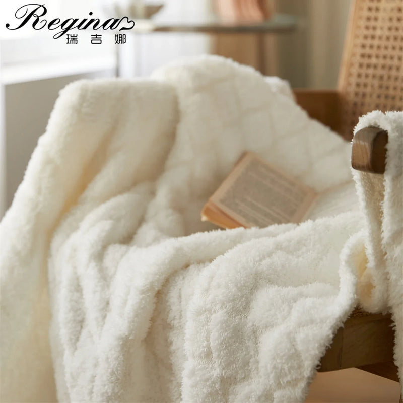 Afralia™ Rhombus Plaid Knitted Blanket - Cozy Microfiber Throw Blanket for Winter - Soft Sofa Bed & Outdoor Travel Blanket