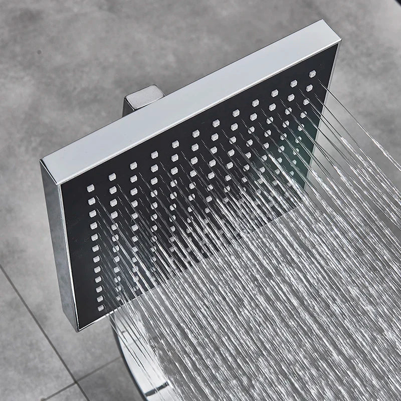 Afralia™ Chrome/Black Shower Faucet Set w/ 8" Rainfall Head, Handshower & Tub Spout