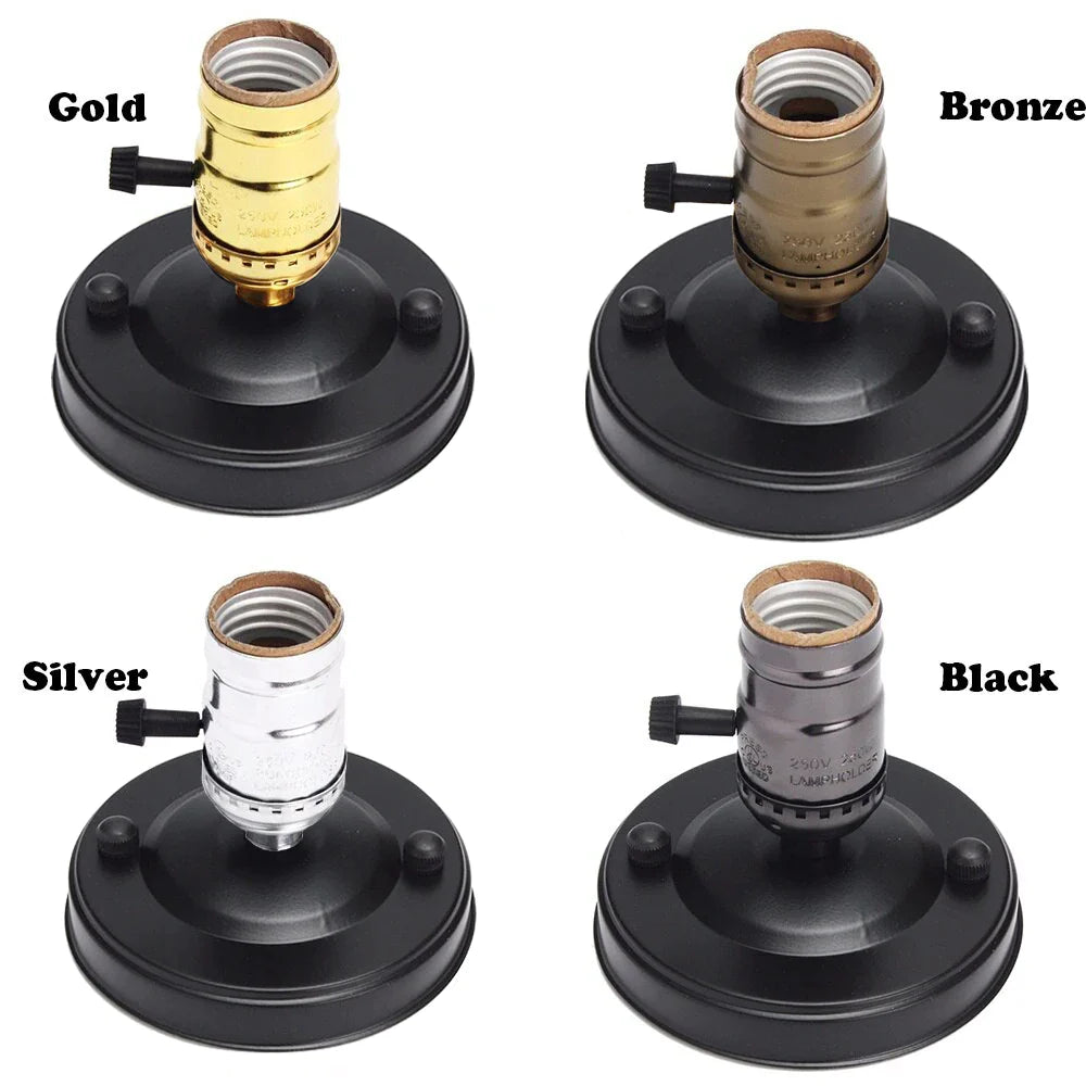 Afralia™ Aluminum Vintage Retro E27 Socket Holder with Switch for Edison Bulb